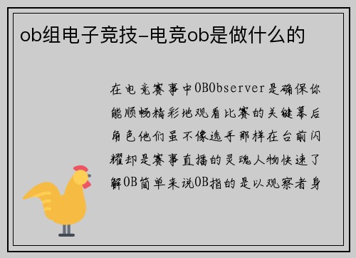 ob组电子竞技-电竞ob是做什么的